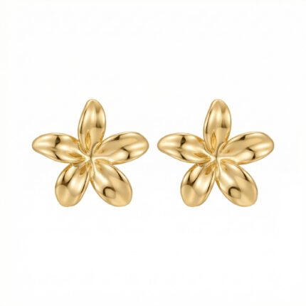 PYARI 18K Gold Plated Anti-Tarnish Hawaiian Flower Stud Earrings
