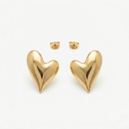 PYARI 18K Gold Plated Anti-Tarnish Heart Stud Earrings