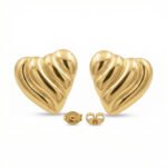 PYARI 18K Gold Plated Anti-Tarnish Heart Textured lines Earring