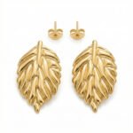 PYARI 18K Gold Plated Anti-Tarnish Leaf Stud Earrings